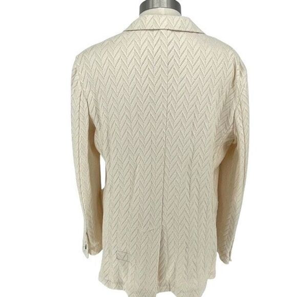 Fortela Womens Two Button Notch Lapel Long Sleeve Knit Blazer Cream Size 10 US 4 - Picture 6 of 13